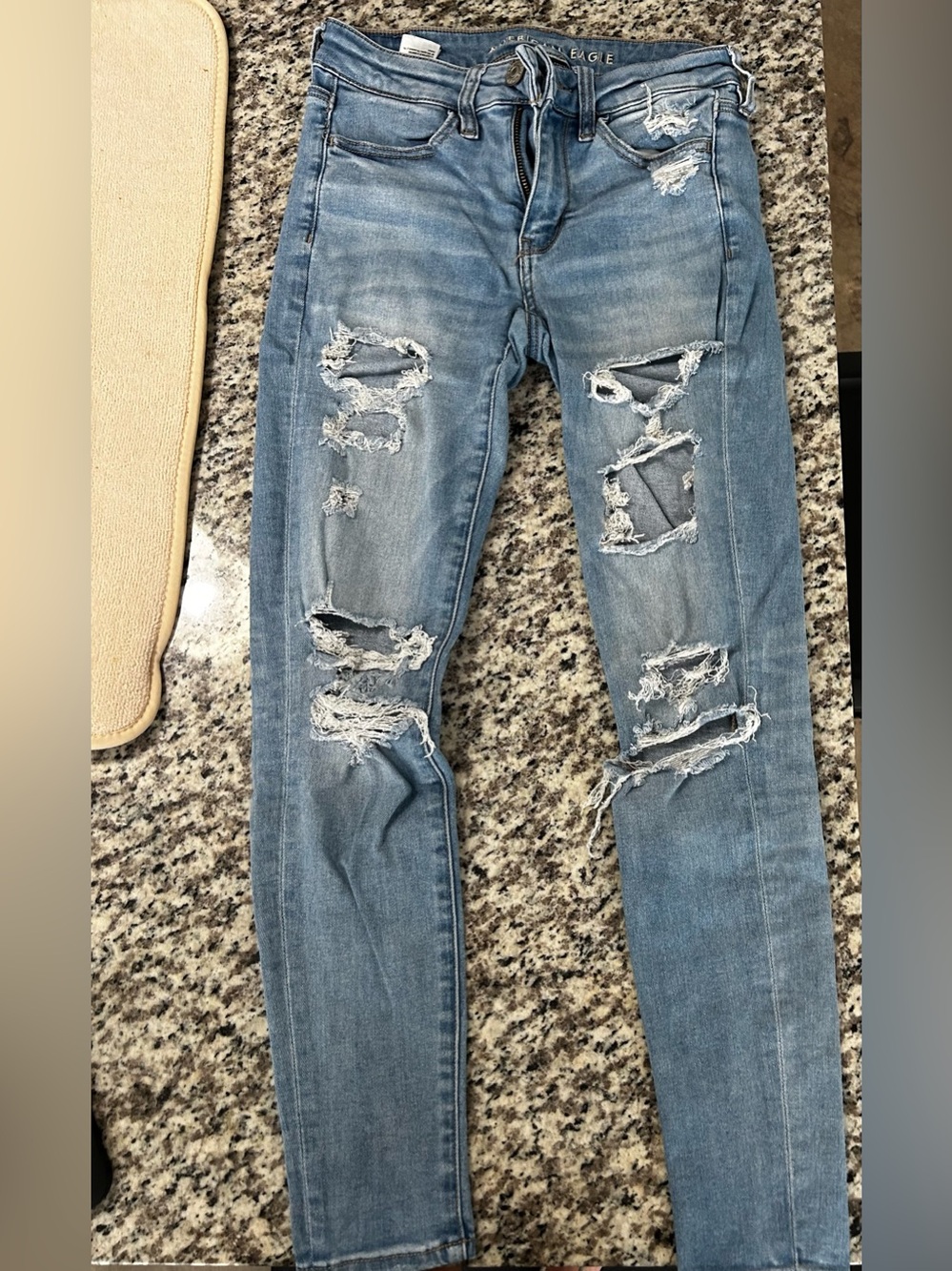 American Eagle Outfitters Light Blue Ripped Skinny Jeans